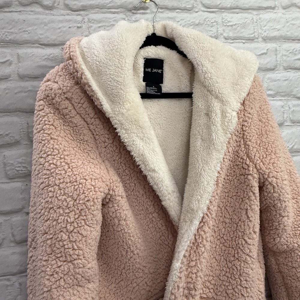 Me Jane Womens Sz S Pink Jacket Boho Faux Fur Fluffy Teddybear Sherpa Soft Coat - Picture 16 of 16
